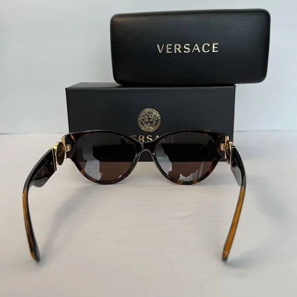 VERSACE Ladies Transparent Brown Cat-Eye Sunglasses